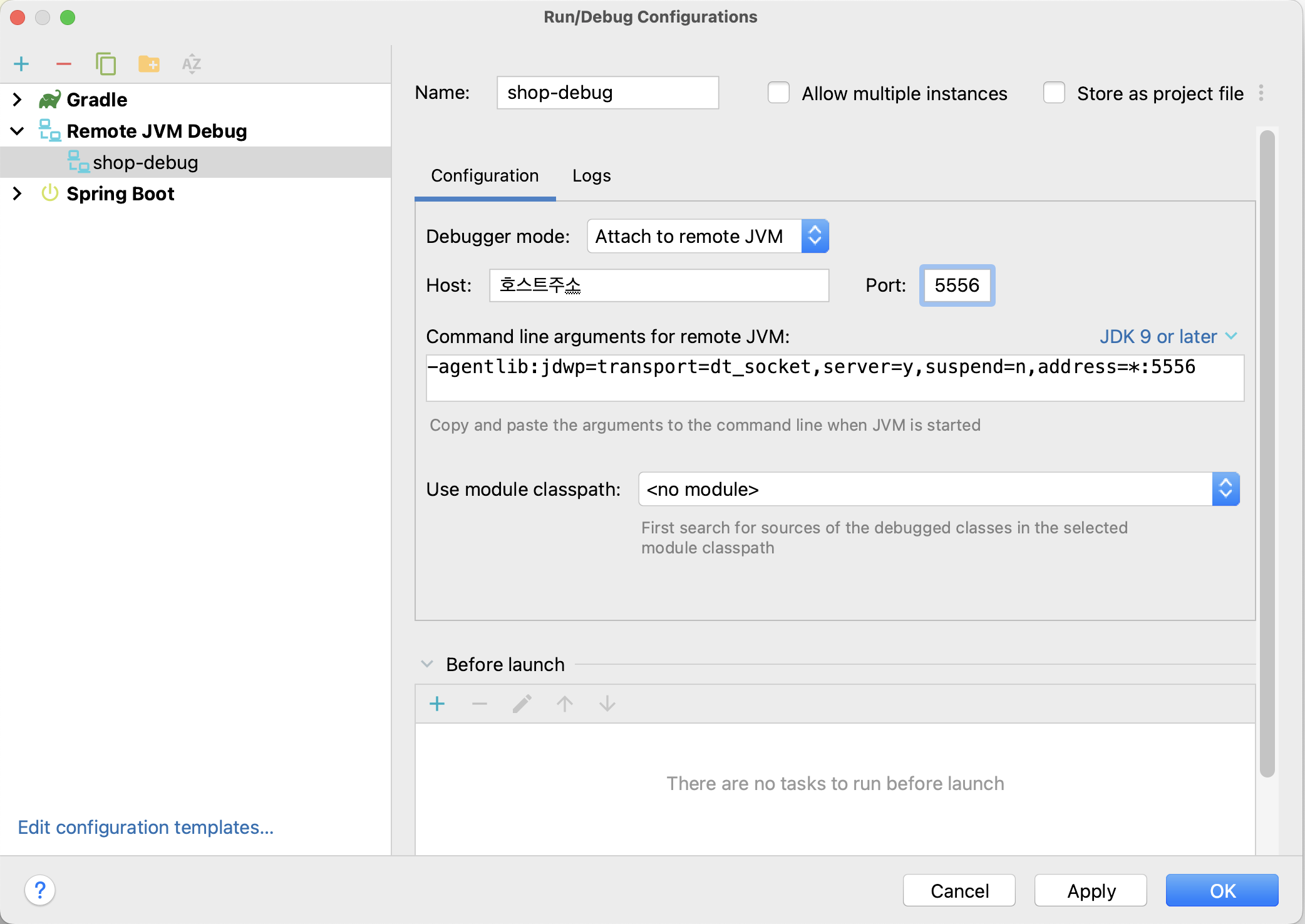 configure remote jvm