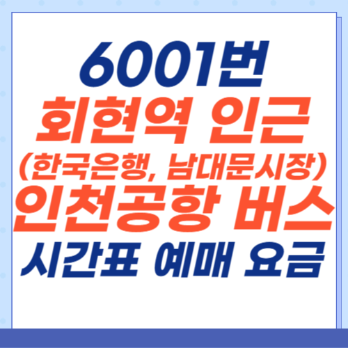 6001번-회현역-한국은행-남대문시장-인천공항버스