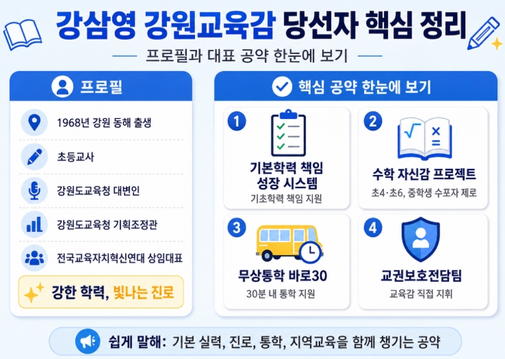 강삼영 강원교육감 당선자 프로필&middot;공약 쉽게 정리