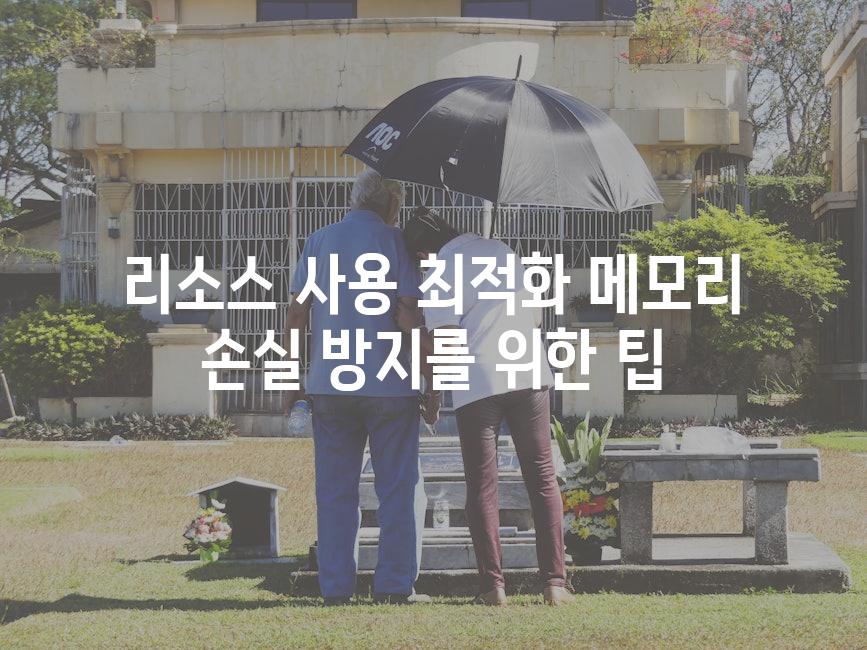 리소스 사용 최적화 메모리 손실 방지를 위한 팁