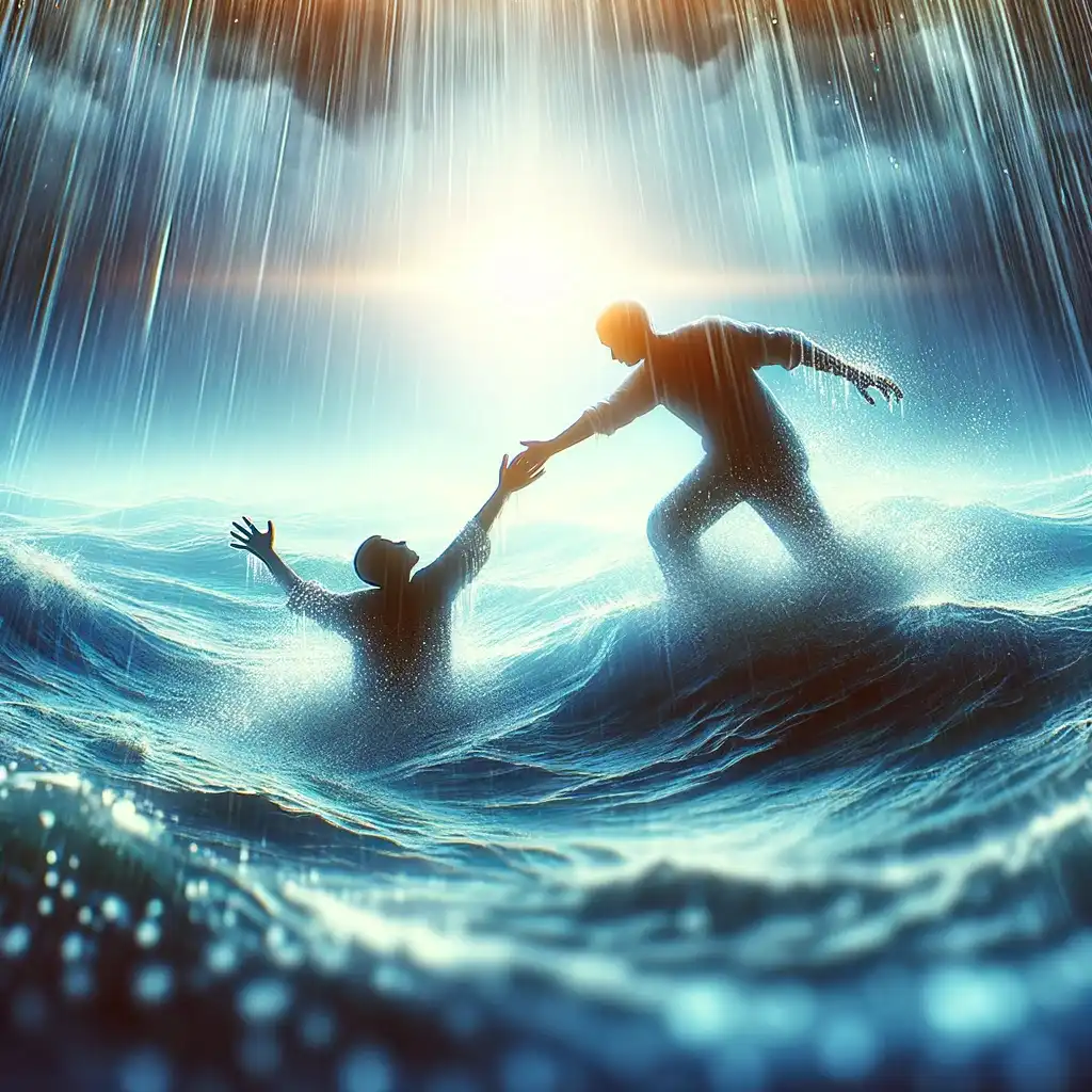 물에서 구조되는 꿈은 현재 겪고 있는 어려움이나 위기에서 벗어날 수 있는 희망이나 도움을 상징