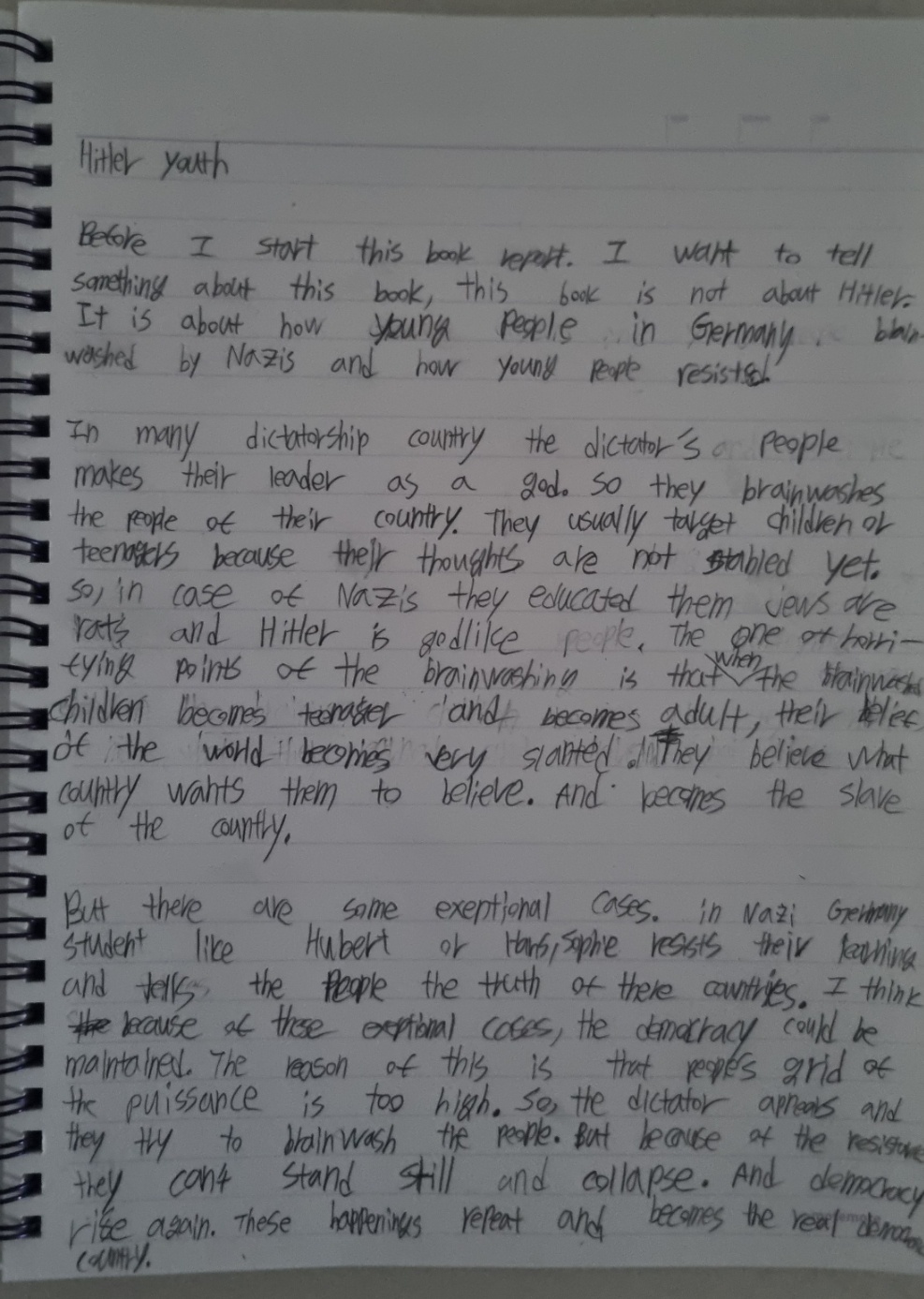 middle school student book report on Hitler Youth original writing sample