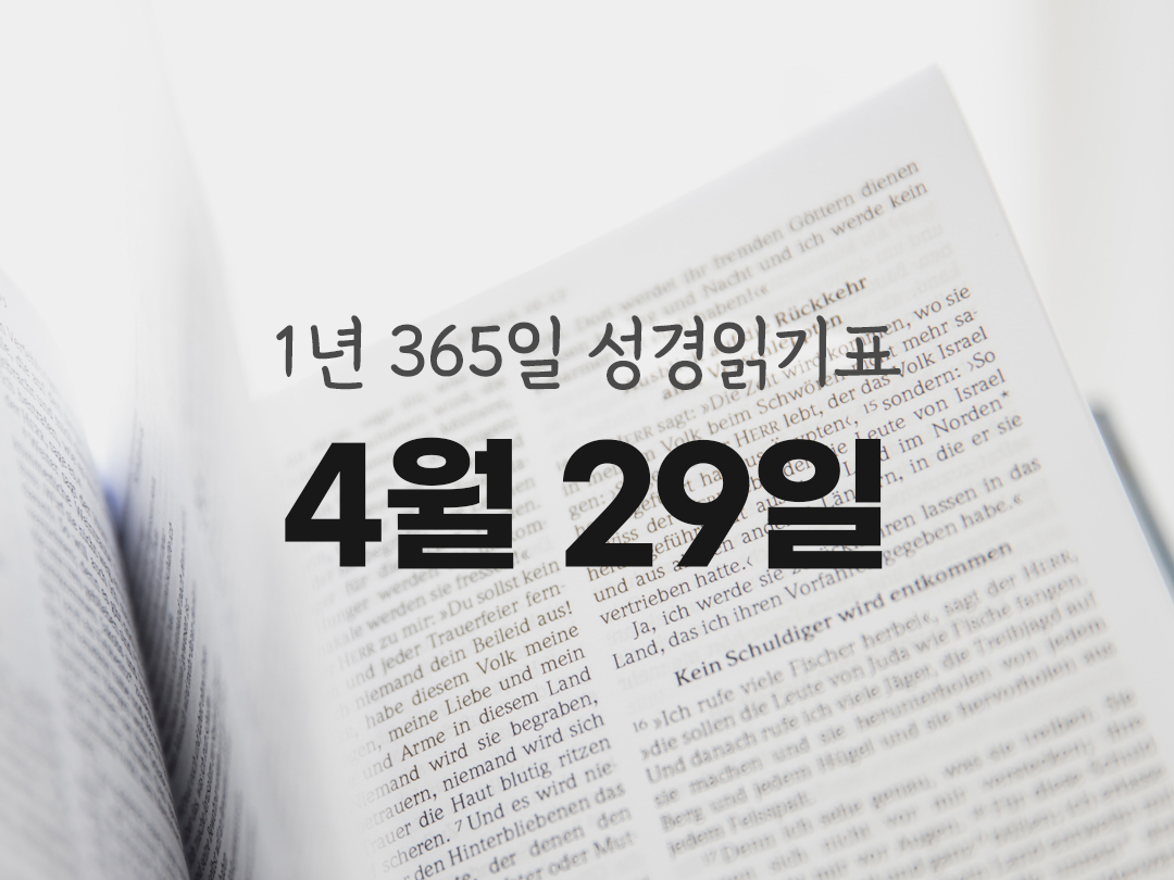 1년 365일 성경읽기표 4월 29일 토빗기 성경읽기 진도표