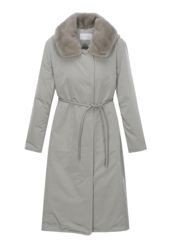 발렌시아 밍크카라 구스 벨티드 롱 패딩 23AGE11