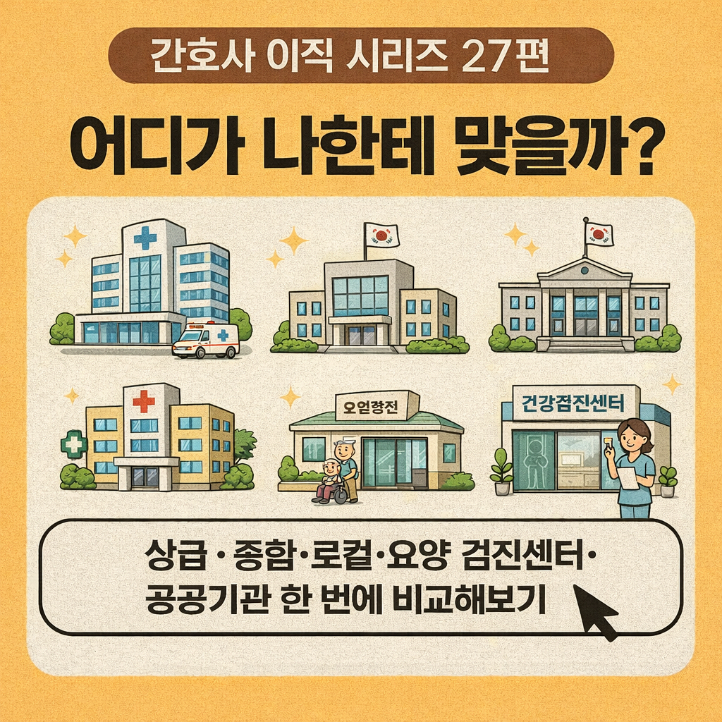 🩺 간호사 이직 시리즈 27편: 상급 vs 로컬 vs 공공기관, 내 성향에 맞는 근무지 찾기