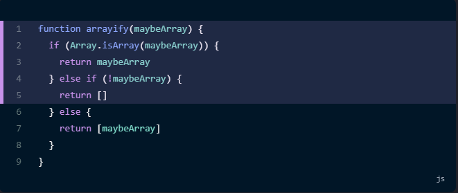 만약 주어진 값이 falsy 값이라면, 빈 배열을 리턴한다.