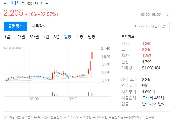 시그네틱스 주가