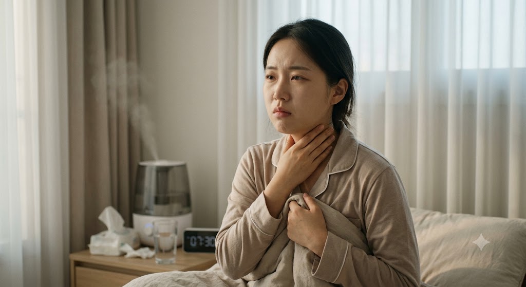 아침에 일어났을 때 갑자기 목이 아플때