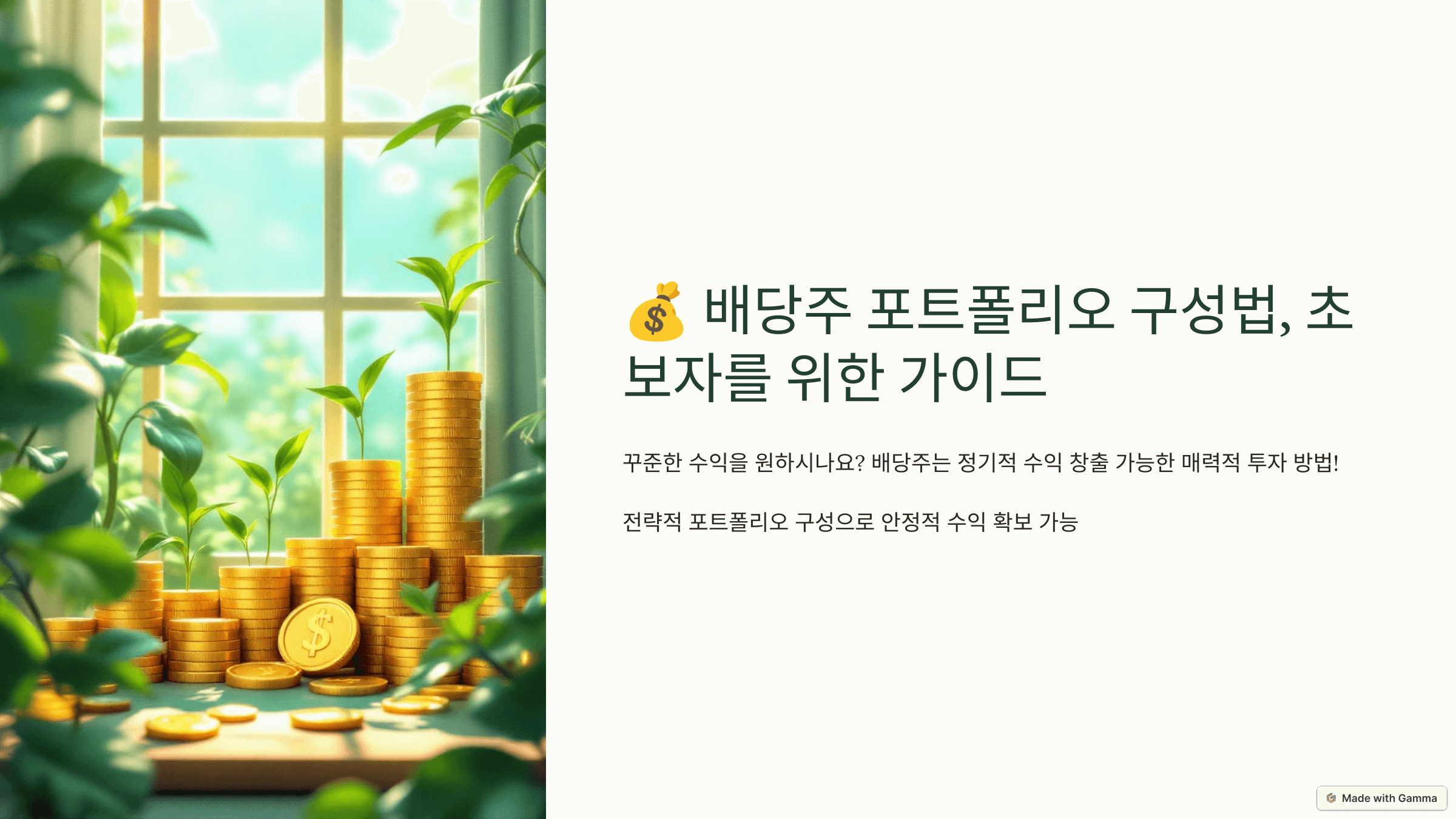 배당주 포트폴리오 구성법, 초보자를 위한 가이드 제목 슬라이드 사진