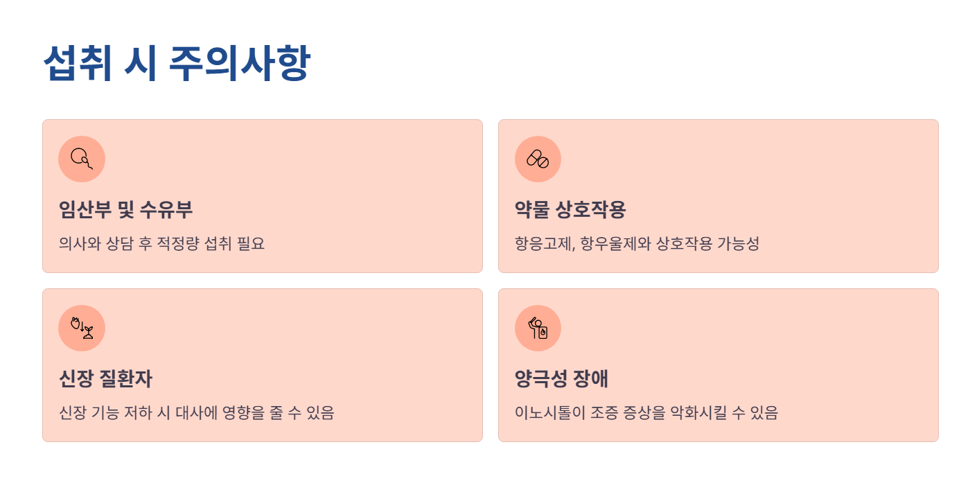 콜린, 이노시톨 부작용 및 주의사항