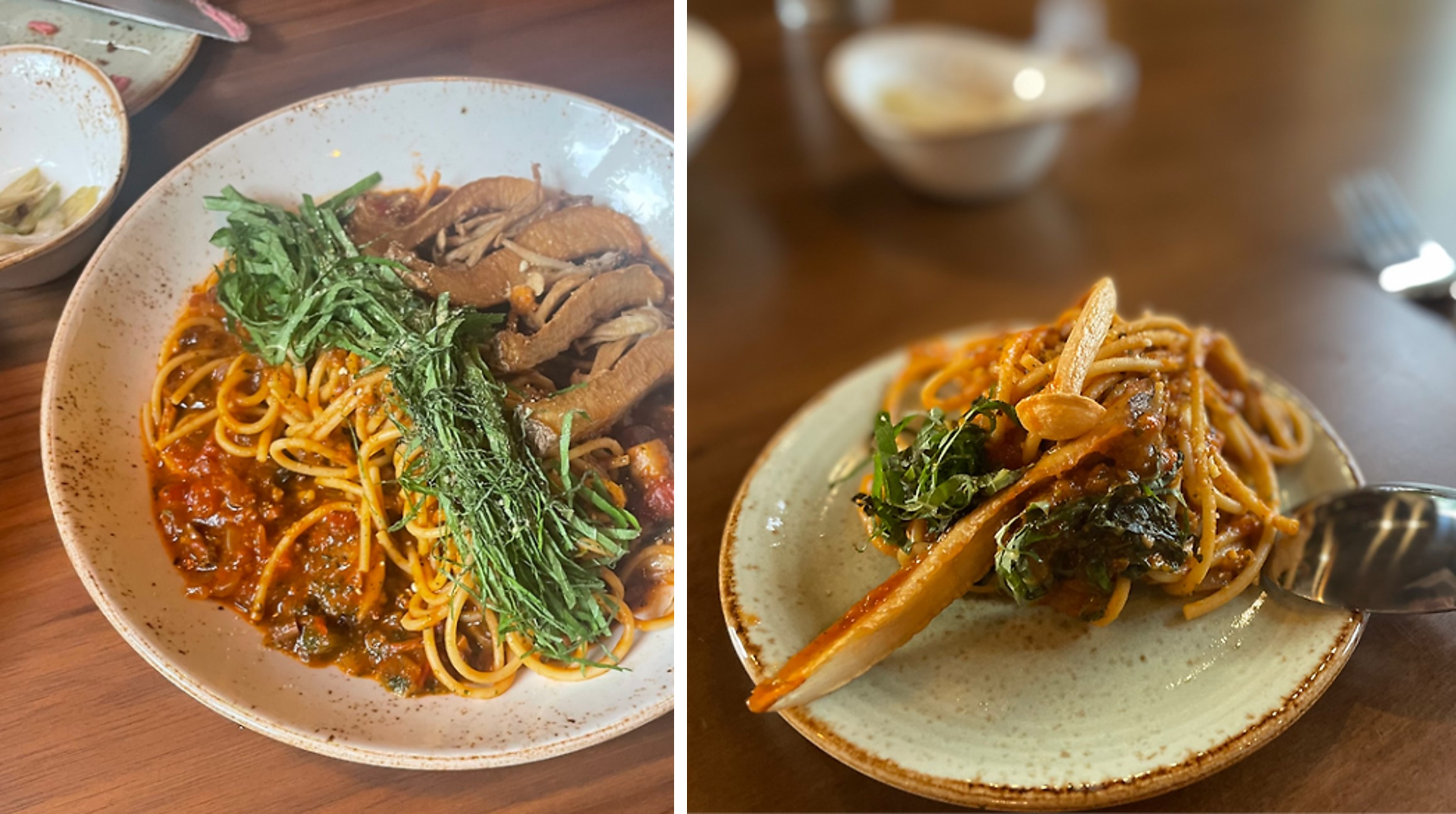 백반기행 비건식당 레이지파머스 고사리 토마토 라구 파스타 사진입니다.