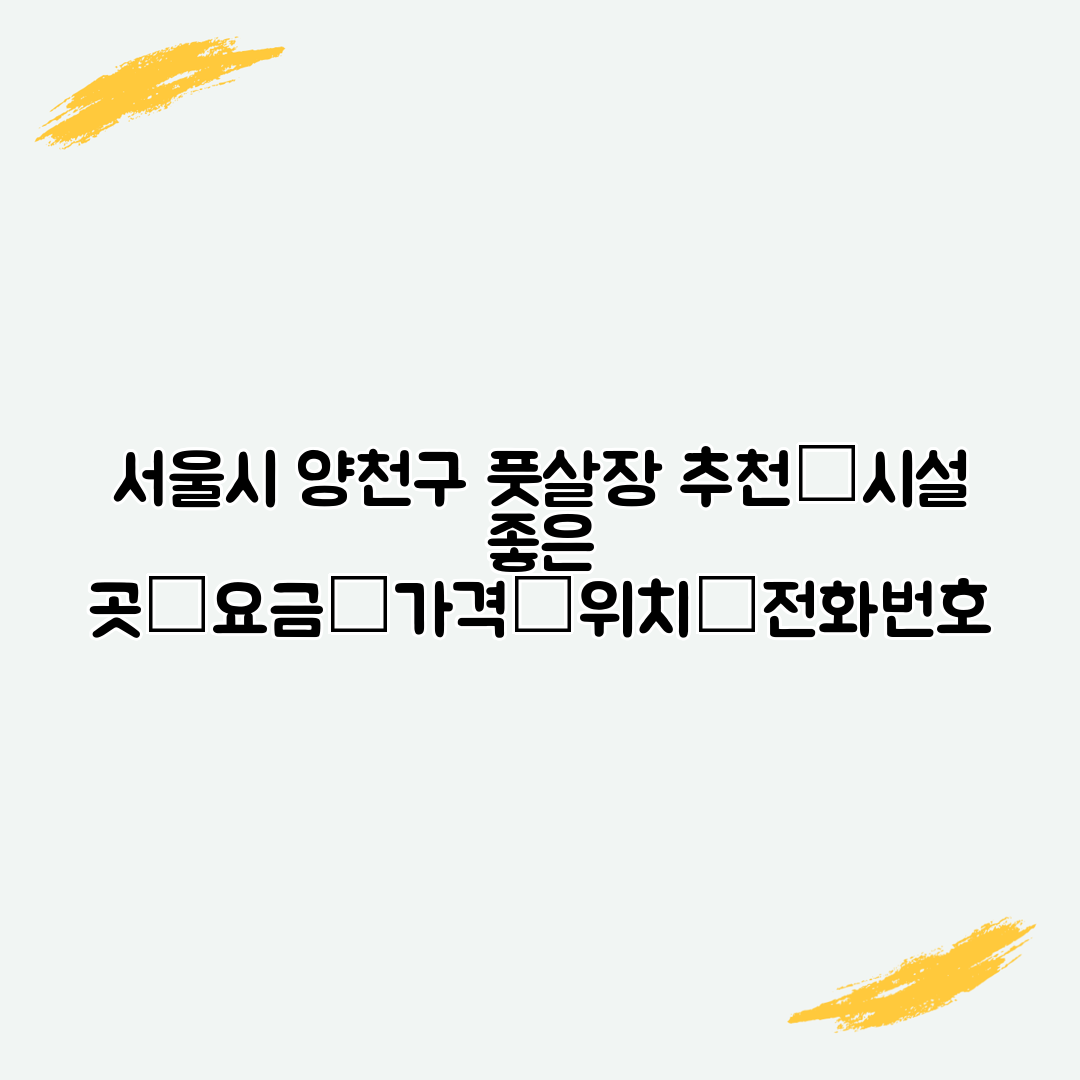 서울시 양천구 풋살장 추천│시설 좋은 곳│요금│가격│위치│전화번호