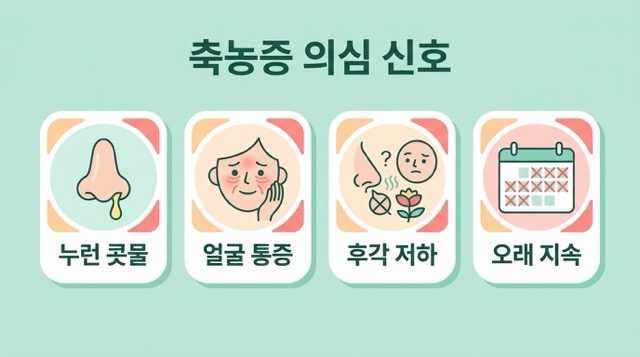 비염과 축농증 증상 차이 누런 콧물 얼굴 통증 후각 저하
