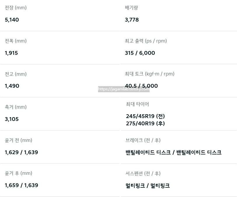2026 K9 3.8 가솔린 전장, 전폭, 전고, 축간거리, 최고 출력, 최대 토크, 브레이크, 서스펜션 제원