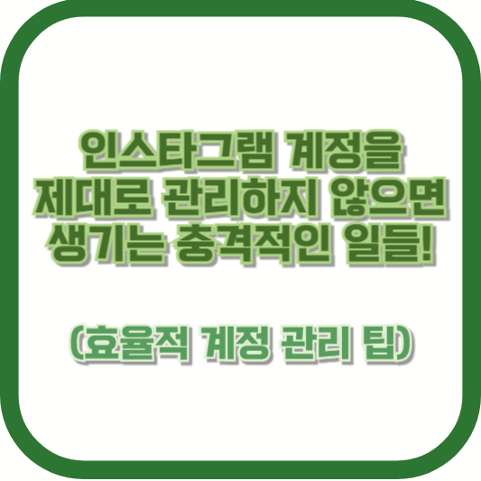 인스타그램 계정을 제대로 관리하지 않으면 생기는 충격적인 일들! (효율적 계정 관리 팁)