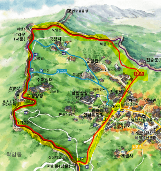 남한산성 지도 및 주차장