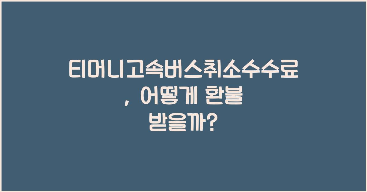 티머니고속버스취소수수료