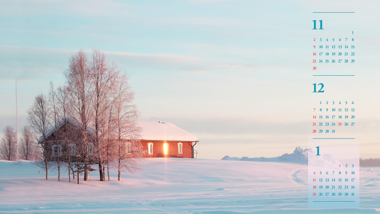 11 눈 위에 집 B - 2025년12월 노트북배경화면