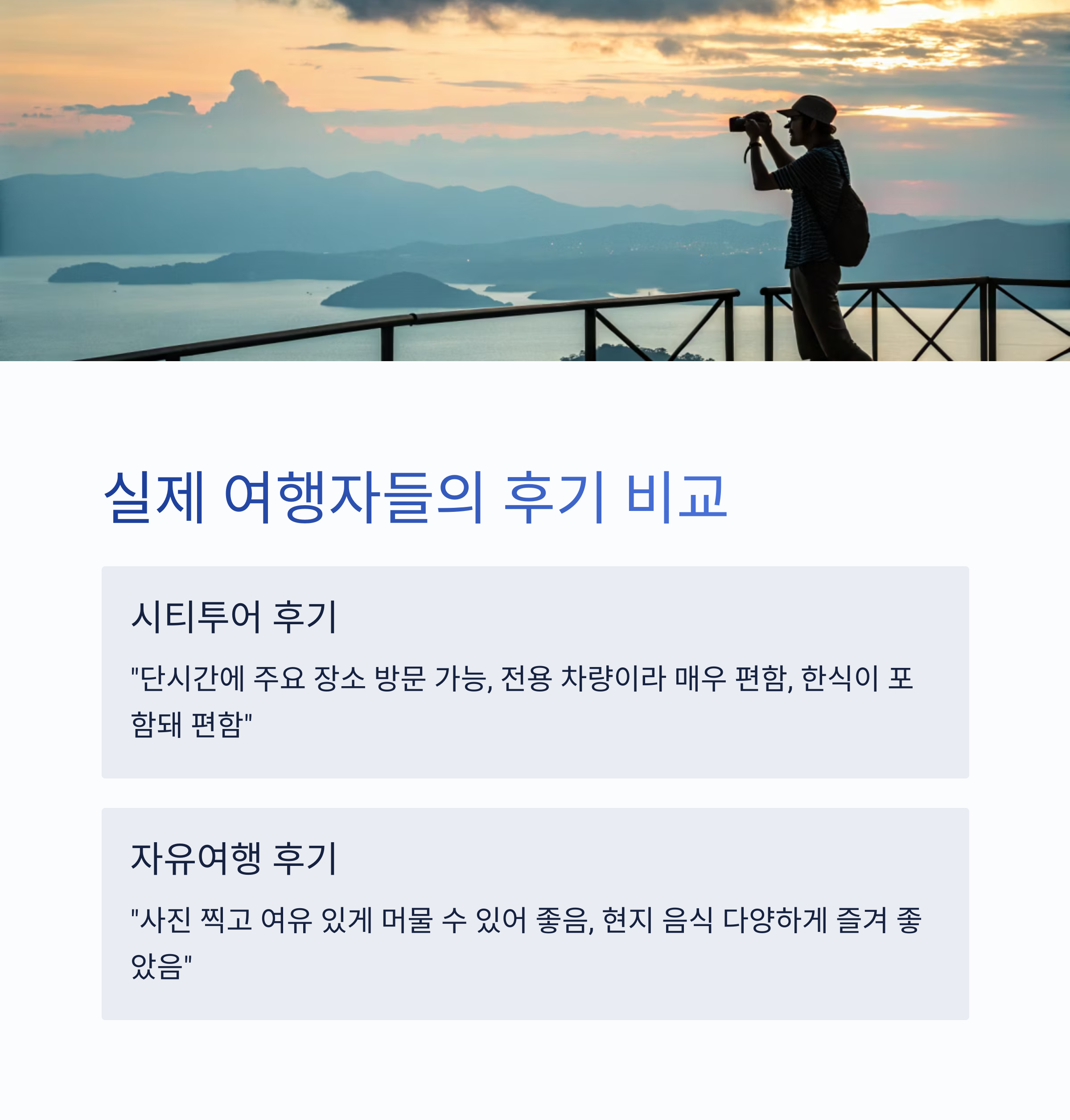 실제 여행자들의 후기 비교