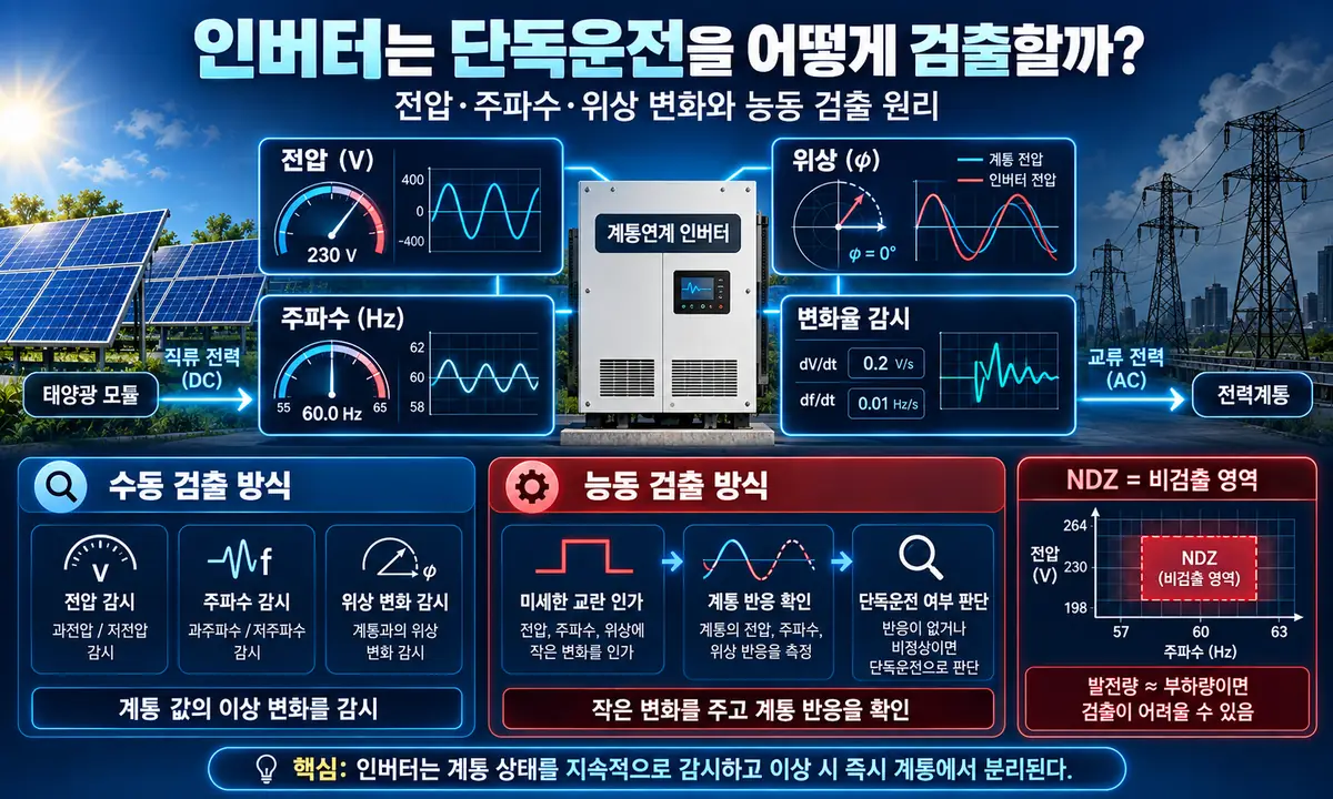 태양광 인버터의 단독운전 검출 방식과 NDZ 개념