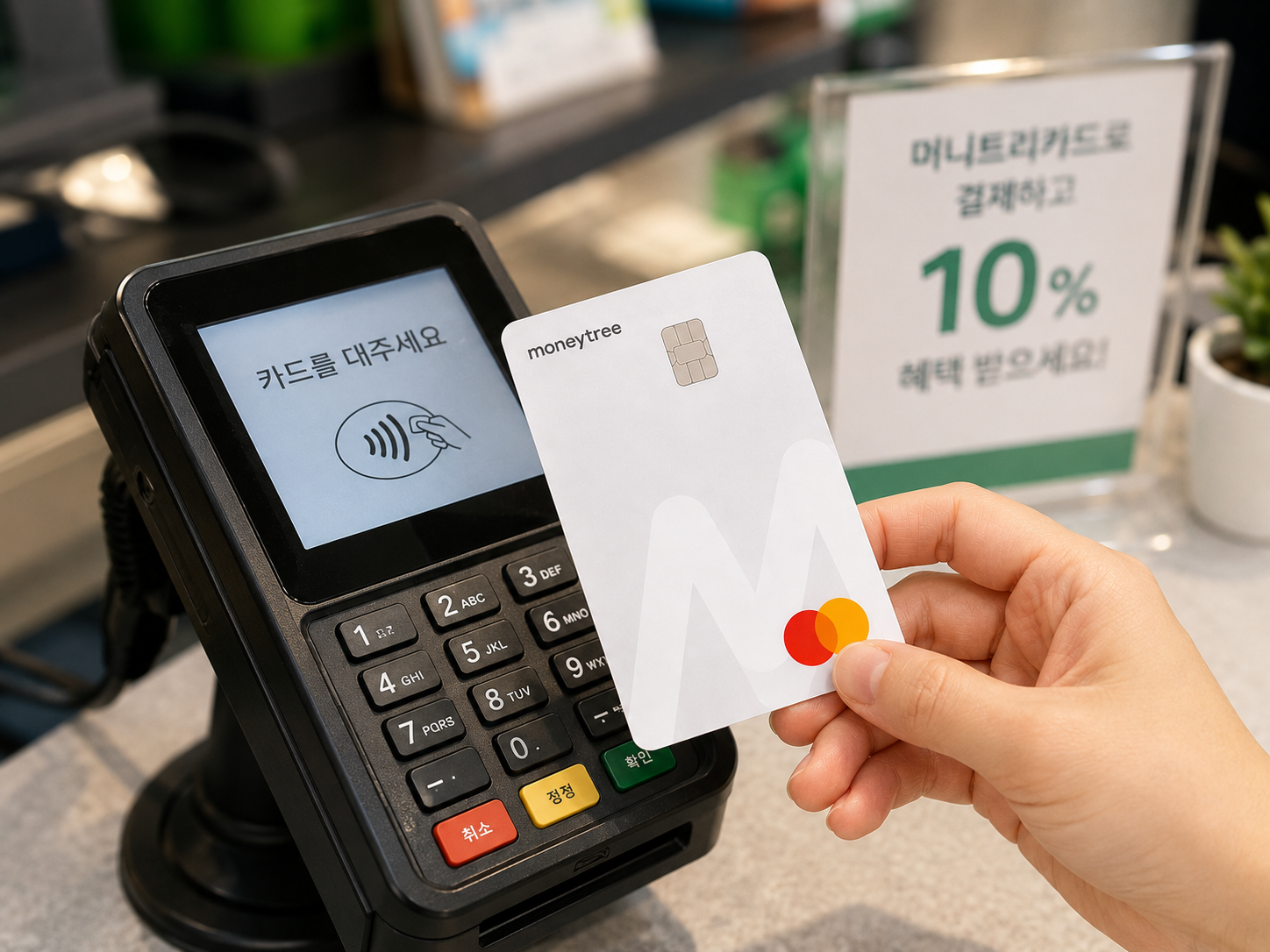 머니트리카드 비접촉 결제 순간