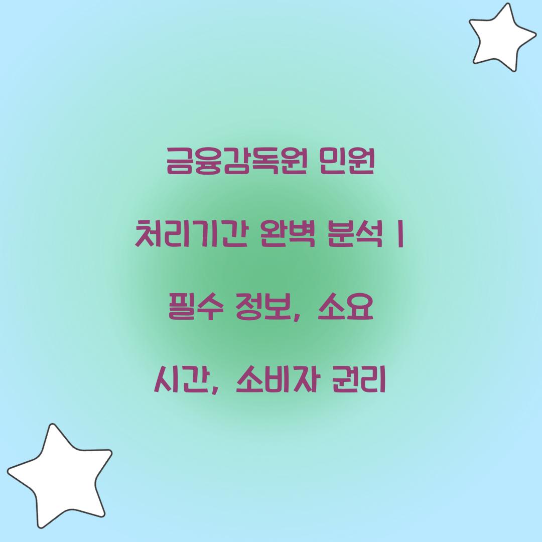 금융감독원 민원 처리기간