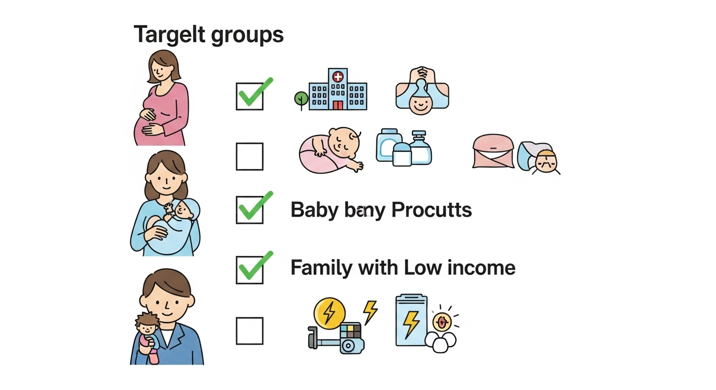 인신부, 출생아, 저소득층 등 각 대상에 해당하는 혜택