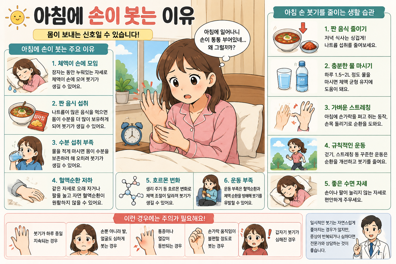 아침에 손이 붓는 이유, 몸이 보내는 신호일 수 있습니다