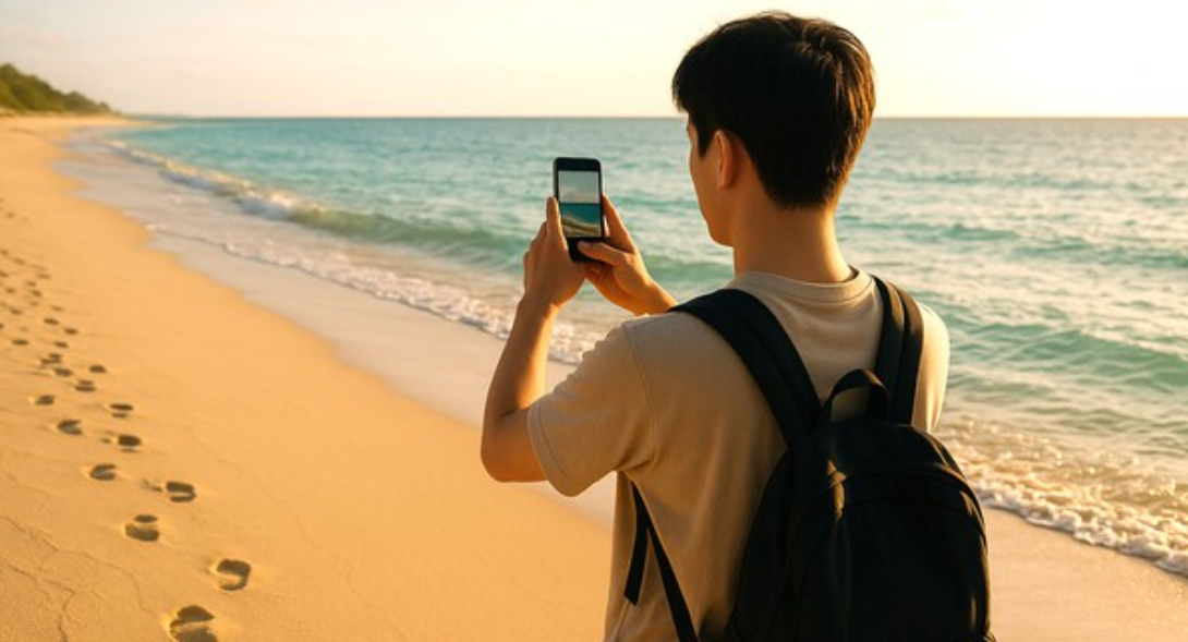 혼자 여행 즐기는 사진