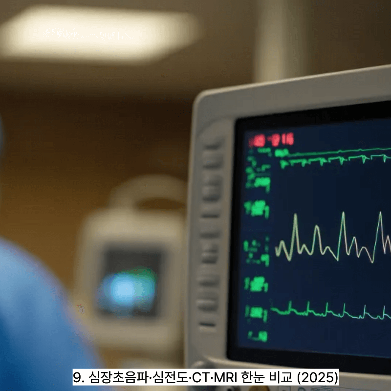 9. 심장초음파&middot;심전도&middot;CT&middot;MRI 한눈 비교 (2025)