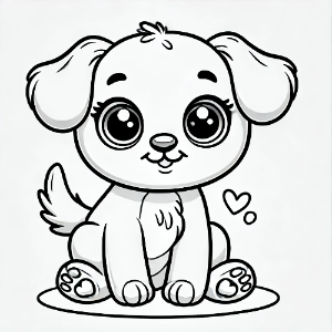 강아지 색칠도안