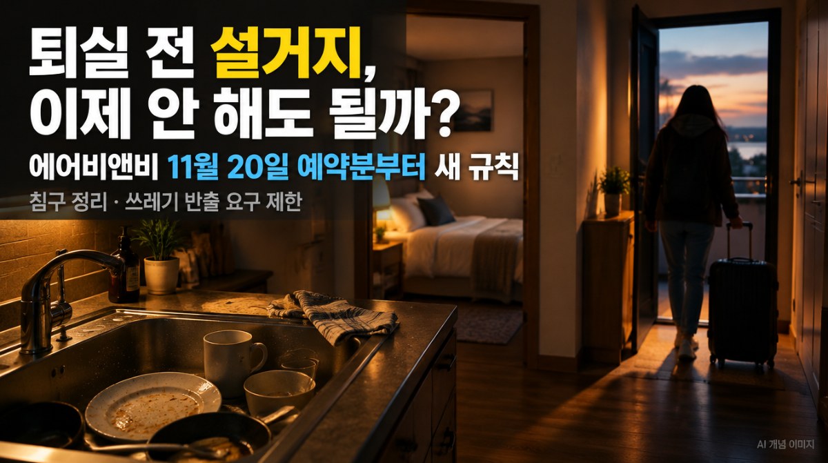 에어비앤비 퇴실 전 설거지 규정 변경 대표 이미지 - AI 생성 이미지