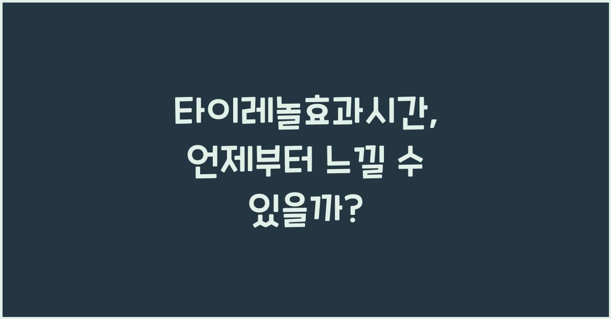 타이레놀효과시간