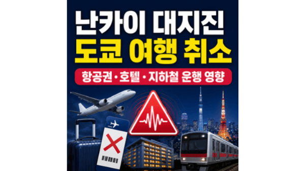 난카이-대지진-도쿄-여행-취소-항공권-호텔-지하철-운행-영향