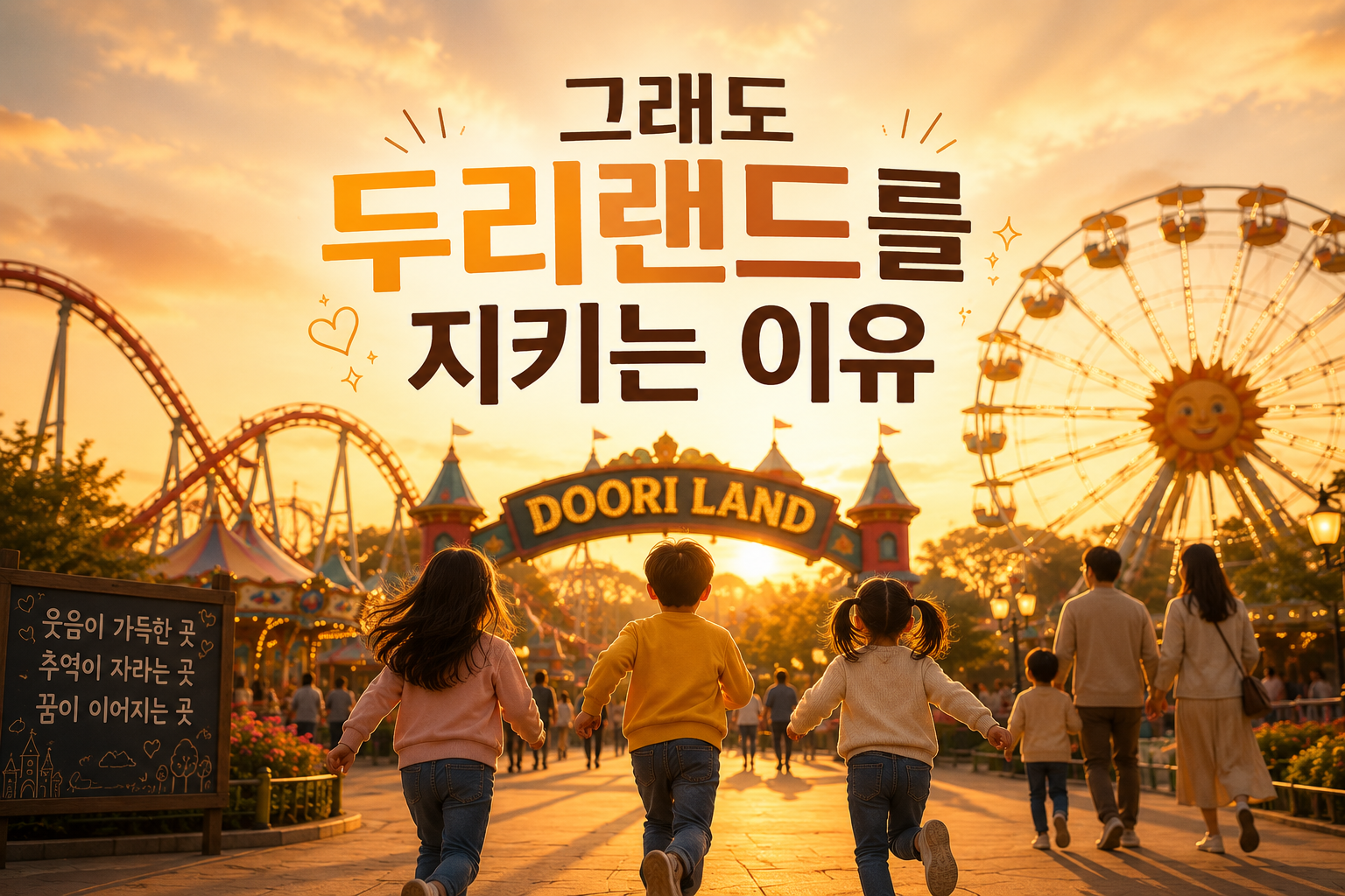 큰 부채를 겪고도 두리랜드 운영을 계속하는 임채무의 이야기를 표현한 이미지
