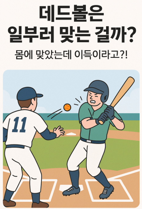 몸에 맞는 볼(데드볼)을 설명하는 야구 일러스트