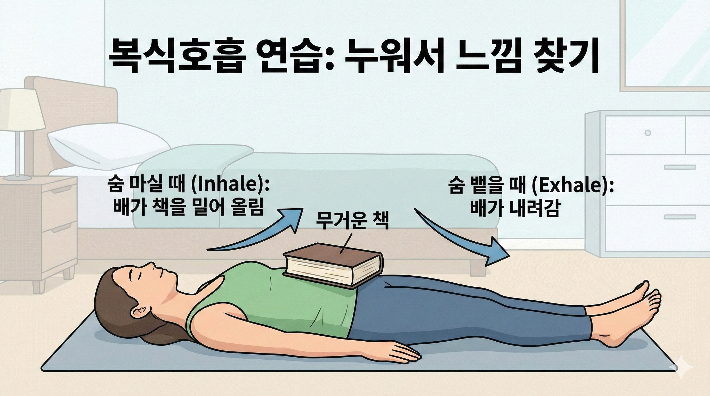 복식호흡 누워서 느낌 찾기