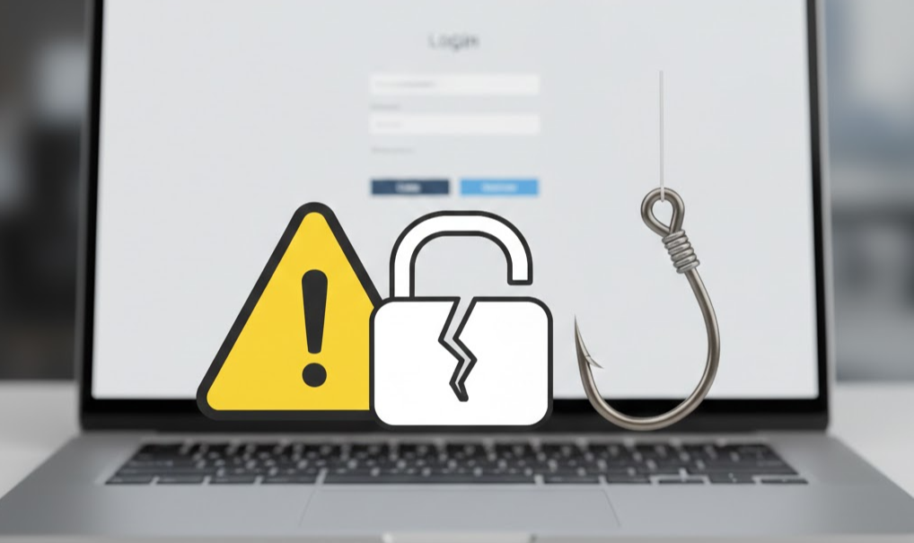 비공개 계정 우회 사이트를 가장한 피싱 위험을 경고하는 보안 그래픽(자물쇠와 경고 아이콘)