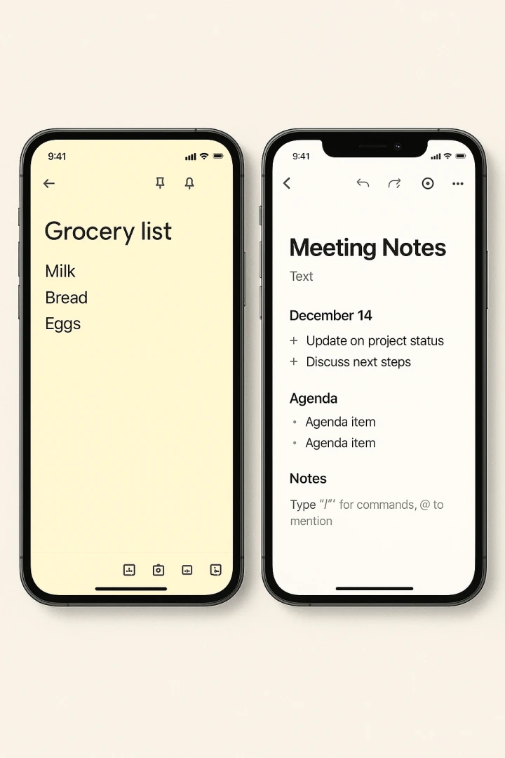 Google Keep vs Notion 모바일 UX