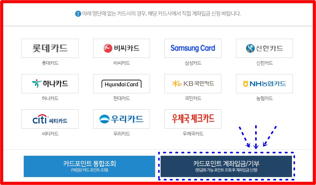 카드포인트 싹다 모아서 한번에 입금받기!