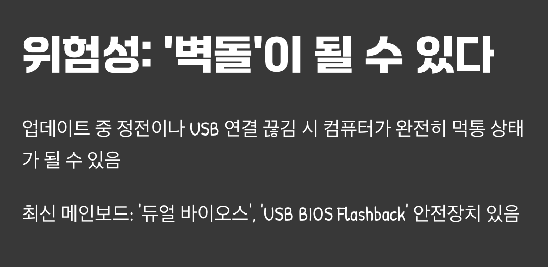 &lsquo;벽돌&rsquo;이 될 수 있는 위험성