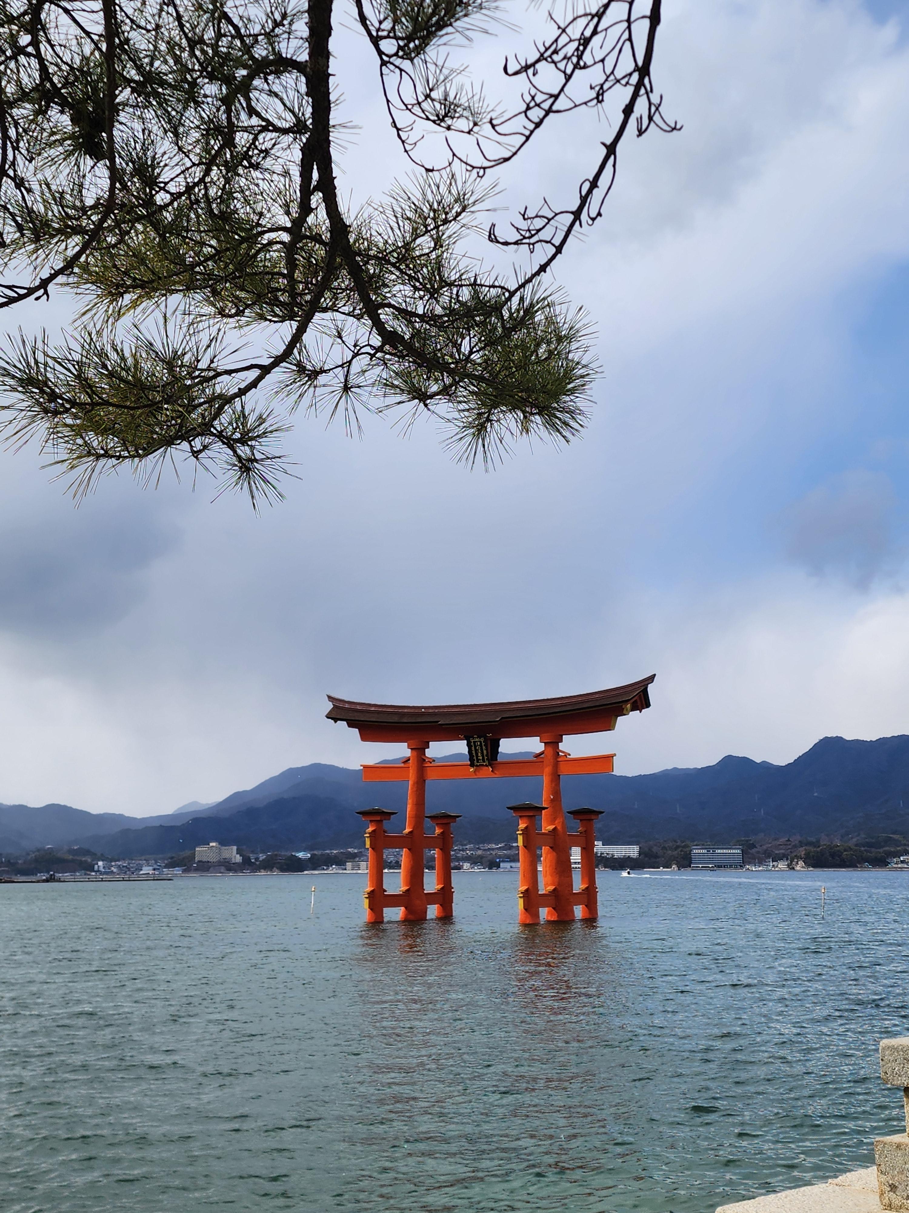 미야지마 바다 위에 떠 있는 듯한 도리이