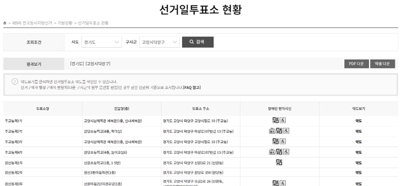 고양시 덕양구 선거일 투표소 알아보기