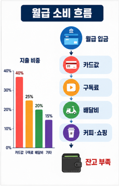 월급 관리 구조 소비 흐름 인포그래픽