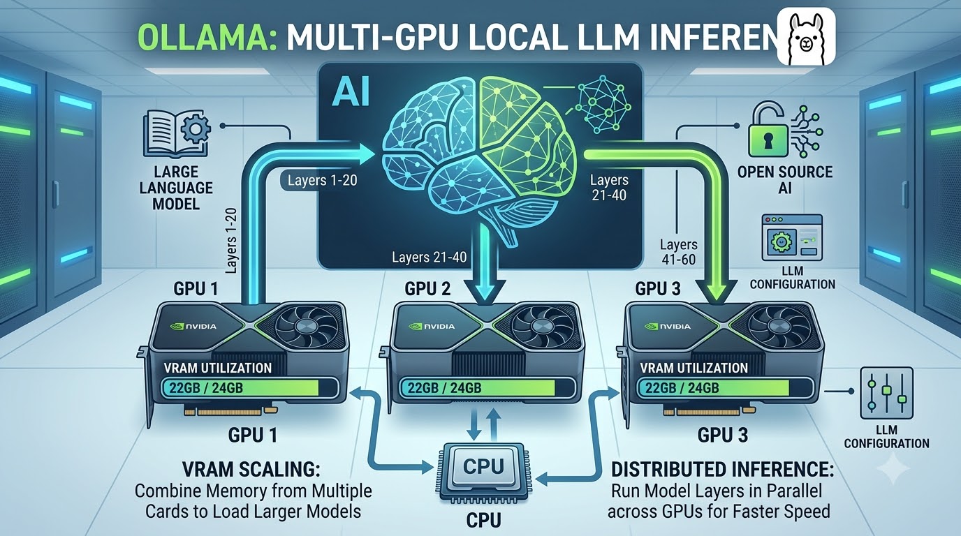 VRAM 한계 극복! Ollama 다중 GPU 세팅으로 70B 대형 AI 모델 로컬 구동하기