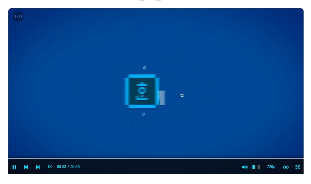 배속 및 화질 설정이 가능한 동영상 강의 플레이어가 실행된 화면