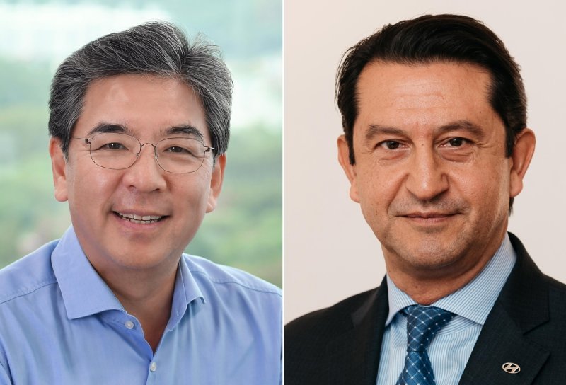 현대차 완성차담당 부회장으로 승진한 장재훈 부회장(왼쪽)과 현대차 첫 외국인 대표이사인 호세 무뇨스 사장.