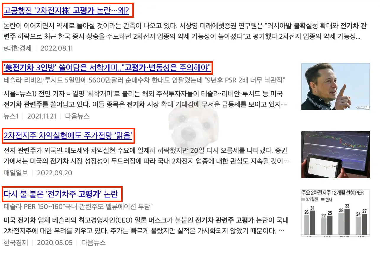 전기차 고평가 관련 뉴스