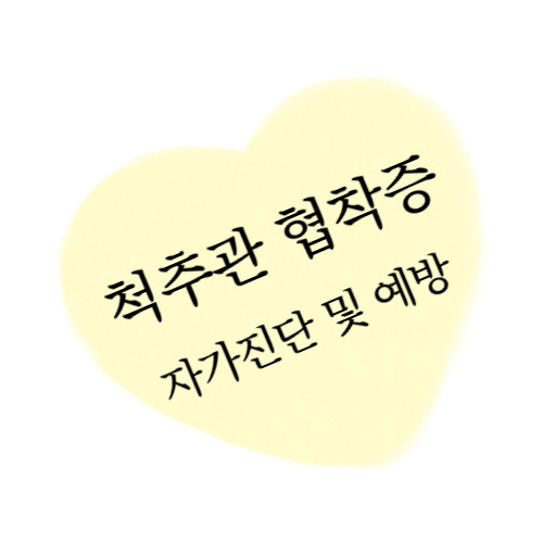 척추관 협착증 자가진단 및 예방 정보글 섬네일 이미지입니다.