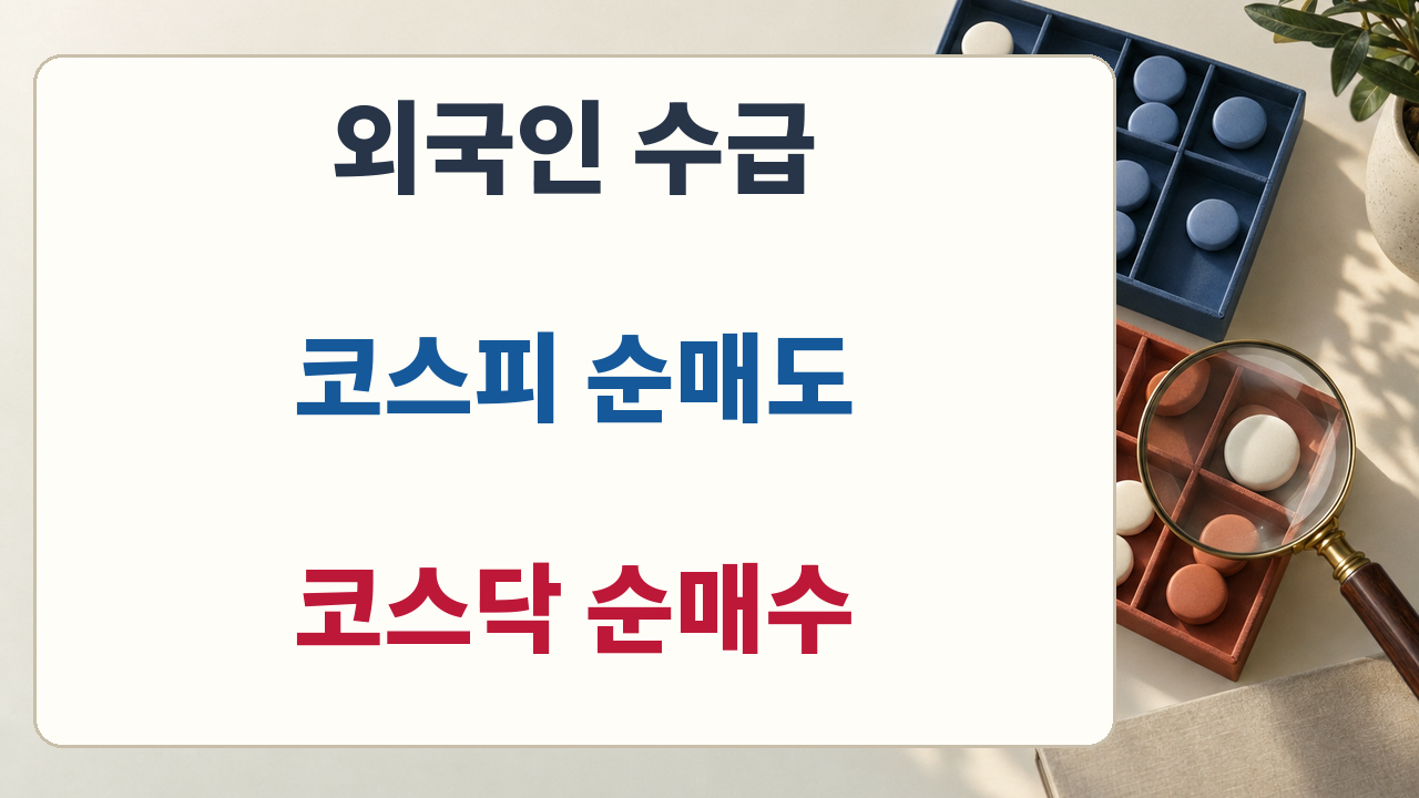 10월1일 외국인 현물 수급, 코스피 순매도와 코스닥 순매수 비교